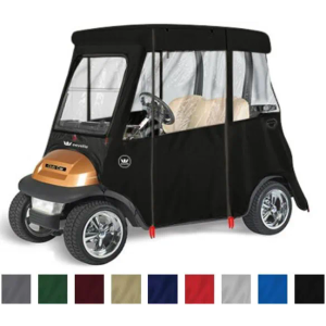 Greenline Eevelle USA Golf Cart Enclosure 2 Passenger Golf Car Cover Heavy Duty, 300D Waterproof DS (68" L x 40" W x 64" H) - Driving Enclosure - Bunker Sand