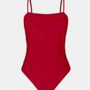CUPSHE Women Swimsuit One Piece Bathing Suit Square Neck Cutout Back Tummy Control with Adjustable Spaghetti Straps (Red, M)