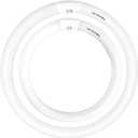 FC16T9/CW 40 Watt and FC12T9/CW 32W Set Cool White, 16'' T9 40 Watt Circline Light Bulbs, 12 inch 32W Circular Fluorescent Tube, Round Fluorescent Bulb CRI 82, 4100K, 5300 Lumen G10q