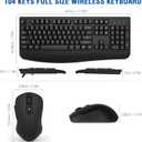 Wireless Keyboard and Mouse Combo, EDJO 2.4G Full-Sized Ergonomic Computer Keyboard with Wrist Rest and 3 Level DPI Adjustable Wireless Mouse for Windows, Mac OS Desktop/Laptop/PC, Black 