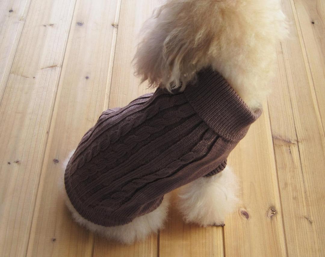 FAMI Dog Clothes Dogs Sweater Soft Puppies Clothing Winter Puppy Sweaters Warm Outfit for Dogs Small XS S Cat Apparel (Brown,Medium)