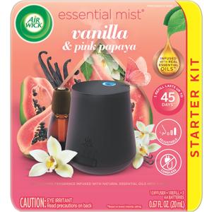 Air Wick Essential Mist Starter Kit (Diffuser + Refill) Vanilla & Pink Papaya Essential Oils Diffuser, Air Freshener Starter Kit