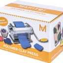 Polymer Clay Press to Flatten, Smooth & Craft Variety of Beads, Sculptures, Magnets, Jewelry, Ornaments Projects with Seven Thickness Options - Table Clamp Included with Handle Side outwards