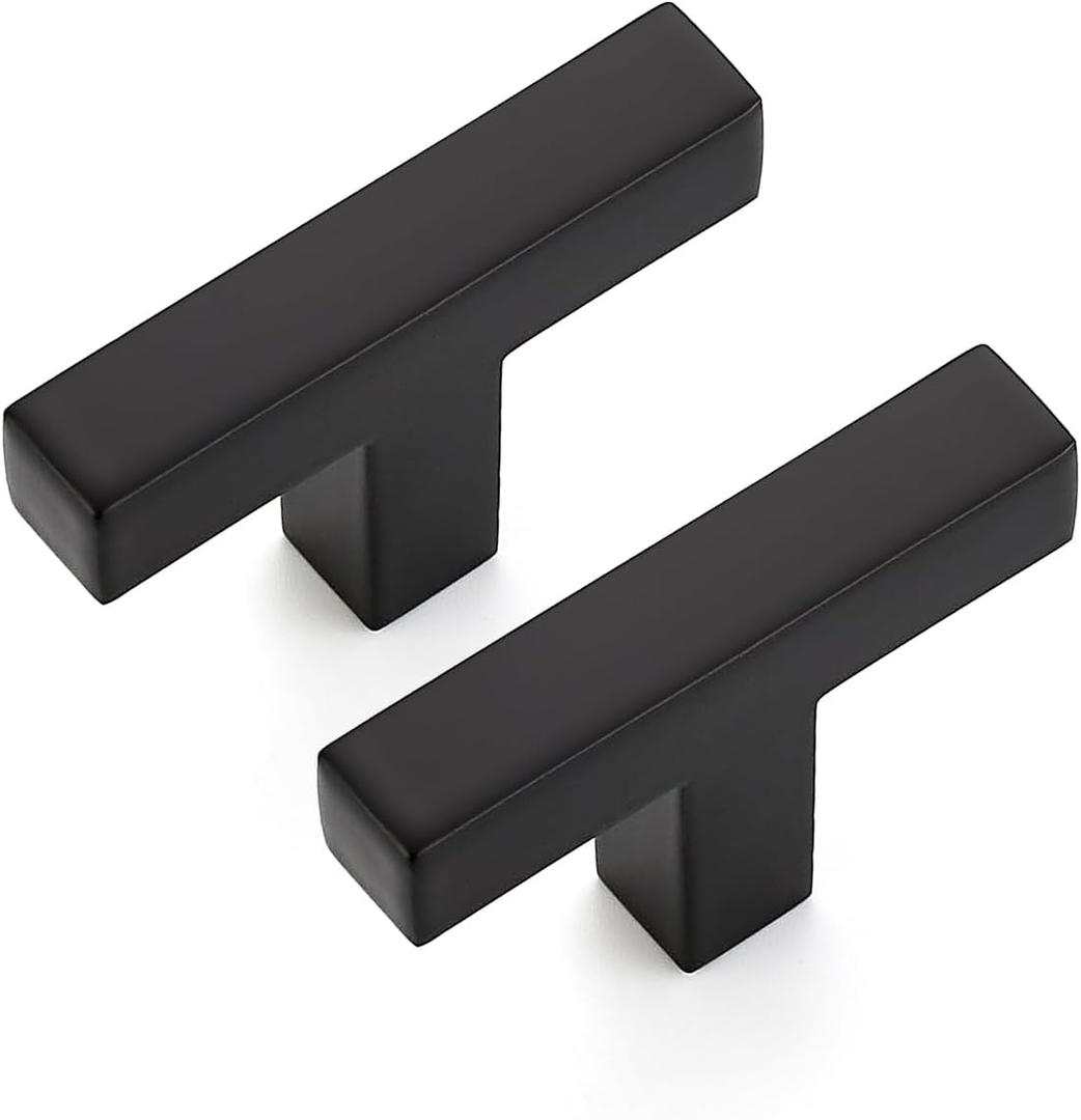Ravinte 5 Pack Solid Single Hole Slim Square Bar Drawer Handles - Cabinet Hardware Pulls in Matte Black - Kitchen and Bathroom Handles
