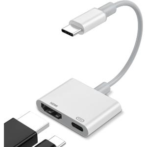 USB C to HDMI Adapter for iPhone 15/16/17,Digital AV Audio Dongle, 4K Video & Audio Sync Screen Converter with 100W Fast Charge, Type C to HDMI Adapter for iPhone 15, iPhone 16, MacBook, iPad,Galaxy