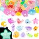FIVEIZERO 102PCS Luminous Mini Resin Aquatic Animals Bulk - 15 Styles Glow in The Dark Plastic Tiny Sea Creatures for Dollhouse, Fairy Garden, Aquarium, Party Favors & DIY Craft Decor