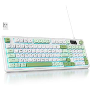 Owpkeenthy 96% Wireless Green Keyboard with Knob, 98 Keys Silent Gasket Mouted Mechanical Feeling Membrane Gaming Keyboard 3-Mode Wired/Bluetooth 5.0/2.4G for Win/Mac(98 Green)