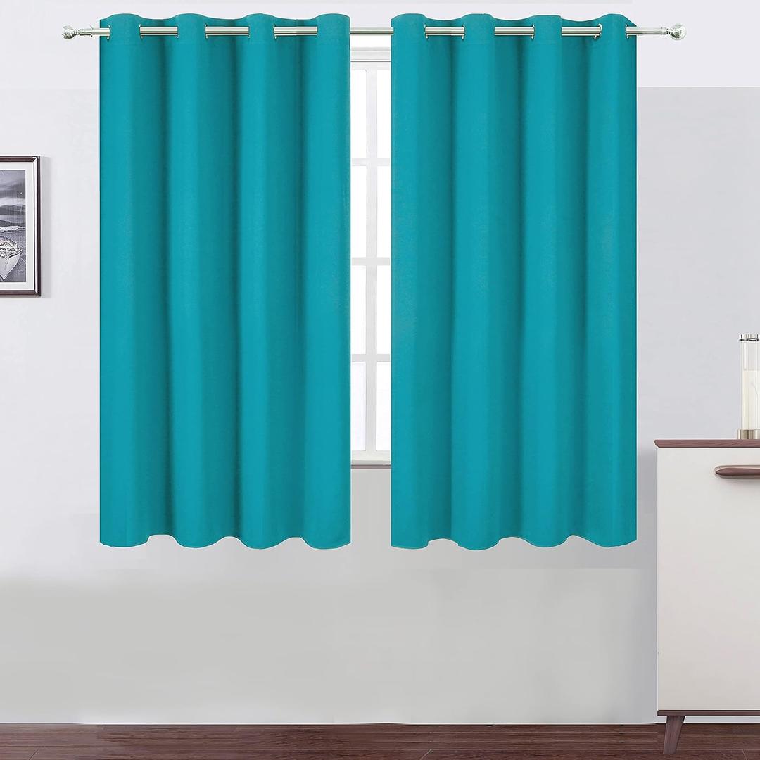 LEMOMO Teal/Turquoise Kids Blackout Bedroom Curtains/52 x 63 Inch/Set of 2 Panels Thermal Insulated Living Room Curtains