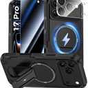 Goton for iPhone 17 Pro Case with Privacy Tempered Glass Screen Protector & Camera Lens Protector, Compatible with MagSafe, Invisible Kickstand, Shockproof Phone Cover, Black
