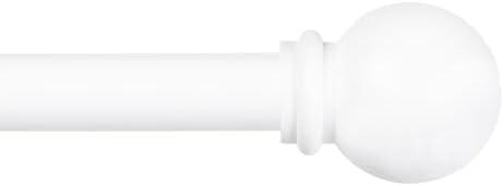 Kenney Chelsea Ball End Window Curtain Rod, Adjustable Curtain Rod for Windows 28 to 48 Inches, Extendable Curtain Rod Set, White