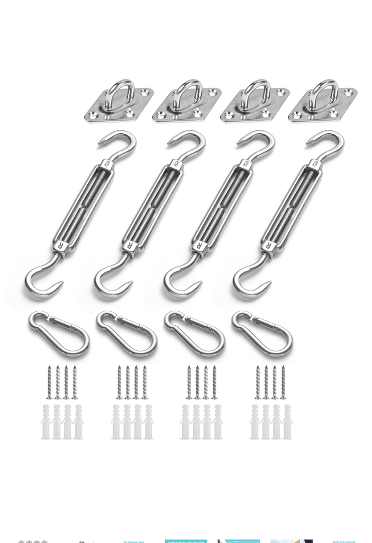 HOMPER Awning Attachment Set, Heavy Duty Sun Shade Sail Stainless Steel Hardware Kit for Garden Triangle and Square, Rectangle, Fixing Accessories (NO PAD EYES)
