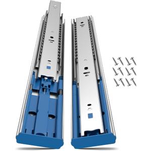 Soft Close Ball Bearing Drawer Slides 20 Inch, 5 Pairs 3-Section Full Extension Drawer Glides Heavy Duty Steel Side Mount Rails for Kitchen CabinetTool ChestOffice Furniture100 LBS