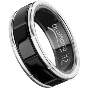 Smart Ring 1.0 for Men/Women, No Subscription Fee, 7-8 Days Battery Life, HRV/Stress Monitoring/Sleep Track/Fitness for iOS and Android, Gloss Black & Silver, Size 12