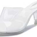 NBUUNBU Silver Clear Heels For Women Dress Shoes Transparent Strap Sexy Stilletos Heels Open Toe High Silver Heeled Sandals Pump Mules (11, White-2.95in)