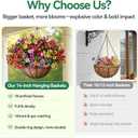 ZeeDix 18 Pcs Artificial Flowers with Hanging Baskets for Outdoors, 14 Inch Hanging Baskets with Fake Silk Flowers for Front Porch Patio Balcony Garden Home Spring Summer Decor, Large