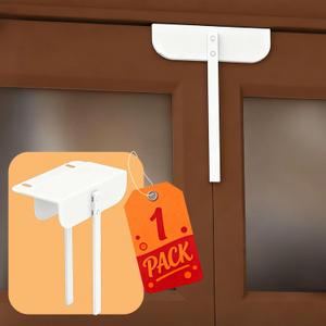 Metal Bifold Door Lock Child Safety, Adjustable Bi-fold Door Lock Protection Child & Pet Proof for Cabinets, Closets, Pantry, White Finish Bifold Door Safety Latch Fits Under 2" Thick Doors, (1-Pack)