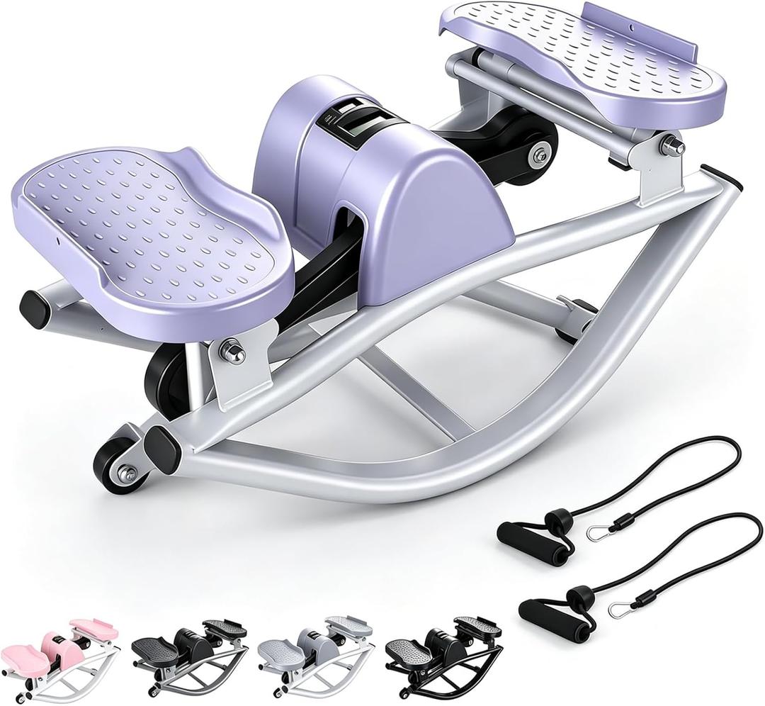 Rock Stepper Side to Side – Lateral Stepper & Glute Trainer with Resistance Bands, Low Impact Side to Side Stepper for Home Exercise, Quiet Step Rocker Machine No Assembly 250LBS