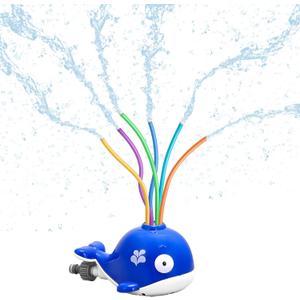 HeySplash Water Sprinkler Toy, Sprinkler for Kids Outdoor Play with 6 Wiggle Tubes, Summer Water Toys for Kids, Splashing Fun for Outdoor Backyard Lawn, Attaches to Garden Hose, Whale