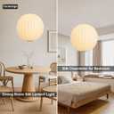 20in Plug in Hanging Lamp Large Lantern, White Imitation Silk | Oversize Globe Pendant Light Plug in Lantern Lamp Wabi Sabi Chandelier for Living Dinning Room Kitchen Island Bedroom 1 Pack