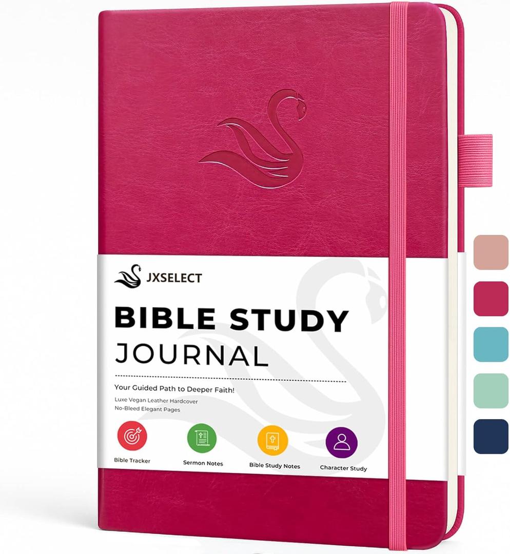 Bible Study Journal for Women  Guided Christian Notebook with Bible Reading Tracker, Prayer Prompts, Church Notes & Bible Study Supplies, Bible Journaling Kit, Beautiful Faith Gift for Her (Fuchsia)