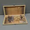 Folding Storage Wooden Chess Board Sets - 3 in 1 Chess Board Game for Adults and Kids (Backgammon, Checkers), Exquisite Wooden Chess Set