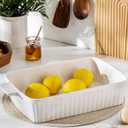 MALACASA 4.4 QT Baking Dish, 9x13 Large Casserole Dish for Oven, Ceramic Baking Pan, Rectangular Lasagna Pan Deep with Handles for Baking, Durable Microwave Oven Safe, Wedding Gift,White, Series BAKE-BAKE
