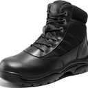 NORTIV 8 Men's Waterproof Tactical Work Boots Leather Outdoor Hiking Military 6 Inches Motorcycle Combat Boots (12, Black)