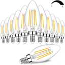12-Pack Dimmable E12 LED Candelabra Bulbs 60W Equivalent, 2700K Soft Warm White, 600 Lumens B11 Candle Base 6W C35 LED Filament Vintage Light Bulbs, Clear Glass for Chandelier Ceiling Fan High CRI 90+