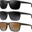 KALIYADI Polarized Sunglasses for Men, Lightweight Sun Glasses with UV Protection for Driving Fishing Golf ((3 Pack) Black/Gradual Gray/Gradual Brown)