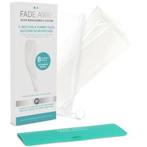 Fade Away Scars Silicone Scar Sheets for C-Section & Tummy Tuck Reusable Medical Grade Silicone Scar Tape for Surgical Scars Soft Scar Strips with Storage Pouch Fade Away Silicone Scar Sheets