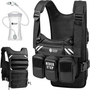 Sahara Sailor Running Vest with 2L Water Bladder, Hydration Vest for Women and Men, Breathable Durable Chest Pack with Waterproof Pockets for Jogging, Trail Running, Hiking