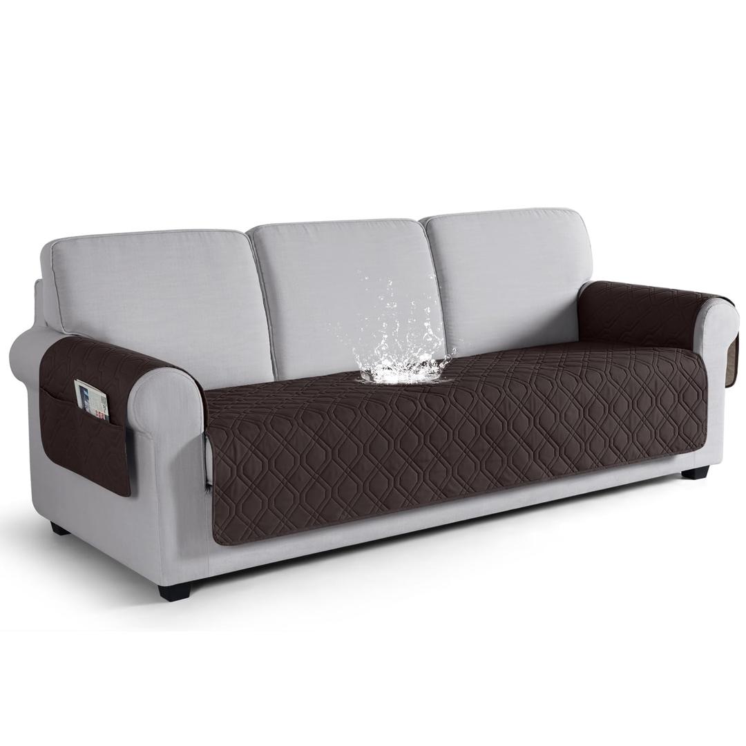 VANSOFY Couch Cover, Waterproof Sofa Covers Washable Slipcover Furniture Protector Couch Seat Covers Non-Slip Couch Cover for Dogs, Pets(Sofa Plus, Chocolate)
