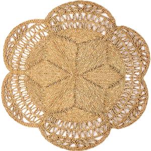 Boho Round Jute Seagrass Rug for Living Room & Dining - 4ft Woven Boho Rug