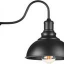 YeLEEiNO Black Wall Sconce Lighting Gooseneck Barn Wall Light Industrial Vintage Farmhouse E26 Wall Lamp Led Porch Light for Indoor Bathroom (1-Light)