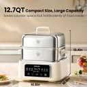 Electric Food Steamer 12.7QT, Double-Tier 8-in-1 Vegetable & Meal Steamer, Stainless Steel, Timer & Keep Warm, Boil-Dry Protection, Healthy Cooking Kitchen Steamer