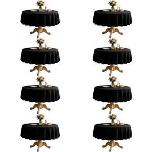 8 Pack Black Round Tablecloth 60 Inch Round Table Cloth Fits 20-48 Inch Tables, Wrinkle Resistant and Washable Polyester Fabric Table Cloth Round Table Cover for Dining Wedding Banquet Party