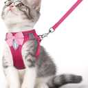 Cat Vest Harness and Leash Set for Walking Escape Proof, Adjustable Kitten Harness Breathable Mesh with Reflective Strips Harness for Kitty Puppy Bunny (Pink,XS)