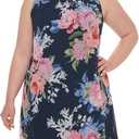 Jessica Howard Women's Sleeveless Printed Chiffon Shift Mini Dress (Navy Multi) Size 22 Plus