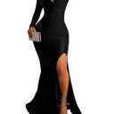 HRESSLBD Elegant Formal Dresses for Curvy Women Off Shoulder 2026, Formal Maxi Dress Evening Gown Black Long, Deep V-Neck Wrap Maxi Dress (Black, M)