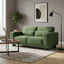 Marsail 2-Seater Modern Sofa, 65" Loveseat Couch with Wide Armrests & Deep Cushions, Linen Sofas with Removable Washable Covers for Living Room, Green