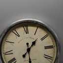 Bernhard Products Large Decorative Wall Clock 20 Inch Silent Non Ticking Battery Operated Quartz Vintage Stylish with Rustic Silver Rim for Home Living Room Dining Room Kitchen & Over Fireplace