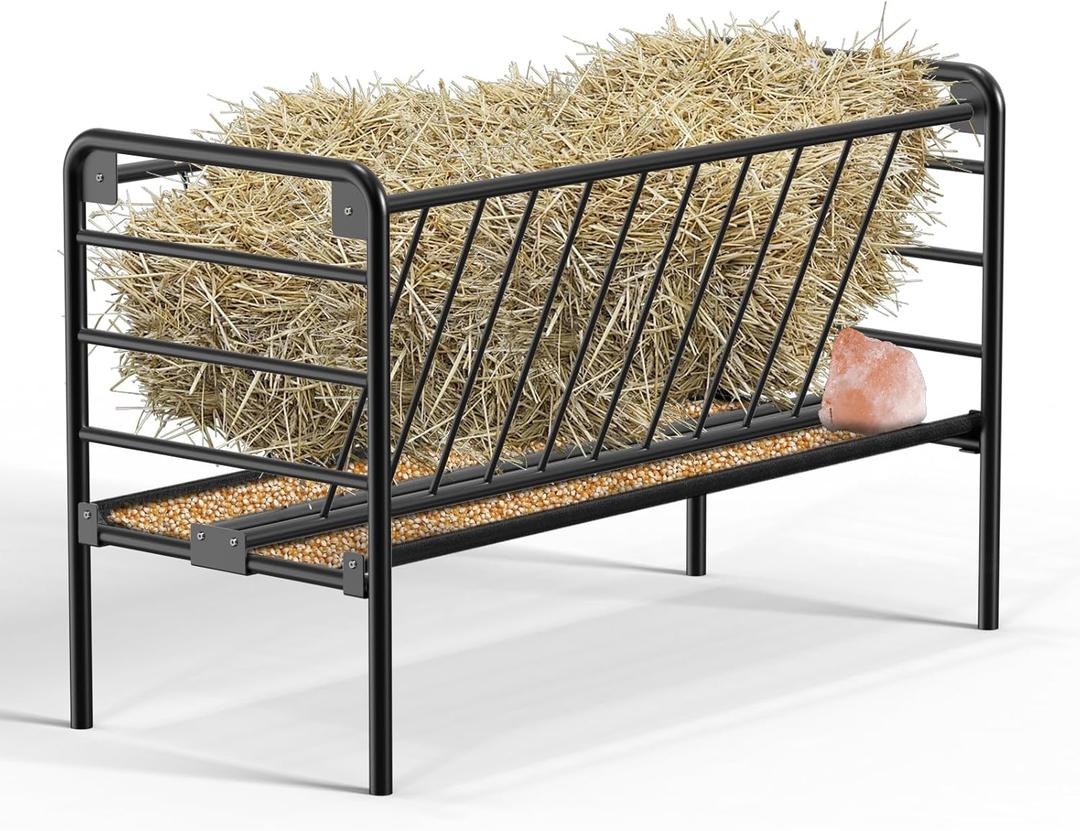 Horse Hay Feeder, Heavy Duty Livestock Feeder, 60 Gallon Pasture Feeder, Metal Hay Feeder for Ponies, Goats and Sheep for Hay Feeding