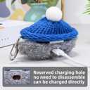 Plush Earbuds Case Cover Compatible with Beats Solo Buds Cartoon Cute Headphone Cases (HBG+Dark Blue,for Beats Solo Buds)