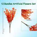 12 Bundles Artificial Fall Flowers for Outdoors, No Fade Faux Autumn Plants, UV Resistant for Thanksgiving Days, Home Dcor (Orange Red)