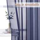 NICETOWN Sheer Voile Curtain Panels - Transparent Grommet Top Sheer Window Treatment Curtains for Living Room (W54 x L96 Inches, Dark Blue, 2 Pieces)