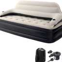 DIMAR GARDEN Twin Size Air Sofa Bed Mattress with Headboard and Pump, Blow Up Couch Inflatable Bed