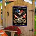 Welcome 4th of July Patriotic Highland Cow House Flag 28x40 Inch Double Sided for Outside, Independence Day Memorial Day Outdoor Decoration