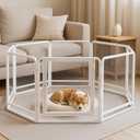 Transparent Acrylic Dog Playpen, 24"H Metal Dogs Enclosure, Easy-to-Install Pet Fence with Door, 8-Panel Puppy Playpen, Small Breeds & Puppies Kittens and Other Small Animals White Indoor Dog Play Pen