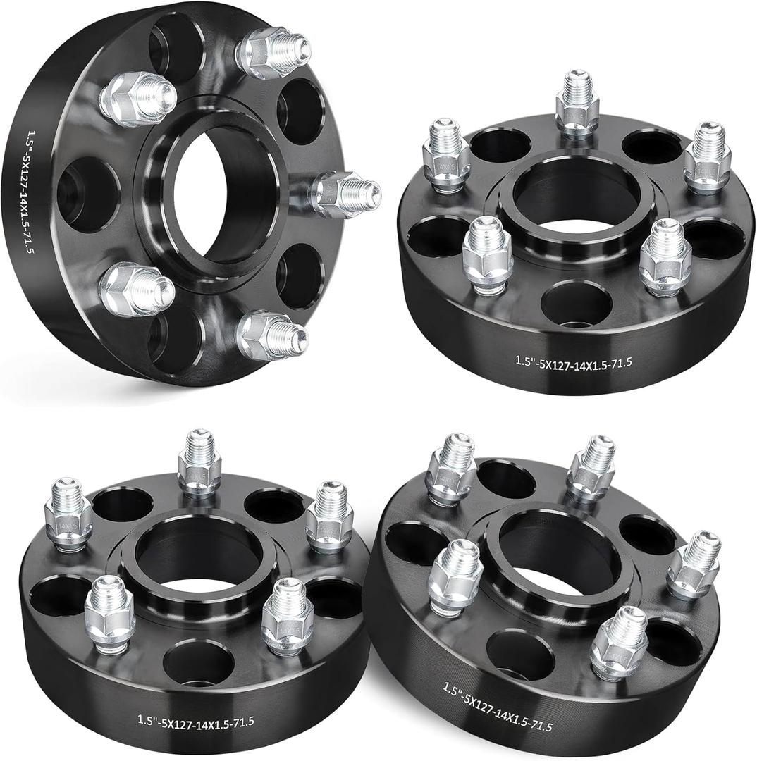 EVIL ENERGY 5x5 Wheel Spacers 1.5 inch Compatible for Jeep Grand Cherokee 2011-2023, 5x127 mm Hubcentric with Lip 5 Lugs 71.5 mm Hub Bore M14x1.5 Studs Wheel Adapters Black