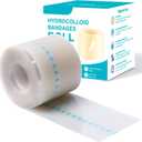 Hydrocolloid Roll for Wound Care, Large Hydrocolloid Patch Bandages with Self-Adhesive, Bed Sore Bandages, Highly Absorbent for Burn, Blister, Acne Care, Sterile and Waterproof (2in x 10ft)